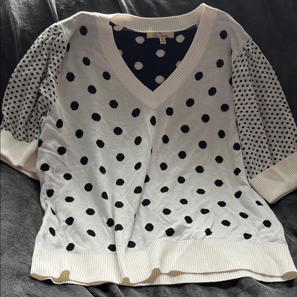 Polka Dot V-Neck Sweater
